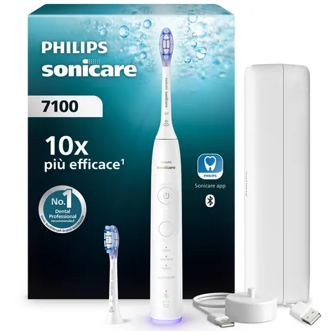 Philips Sonicare 7100, spazzolino elettrico sonico con app, 4 modalità di spazzolamento e
