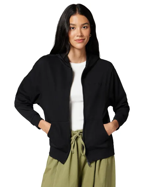 Tommy Hilfiger Donna Felpa con Zip Full Zip con Cappuccio, Nero (Black), L