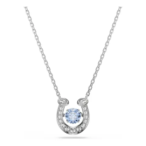 Swarovski Pendente Symbolica, Taglio tondo, Pavé, Ferro Di Cavallo, Blu, Placcato rodio