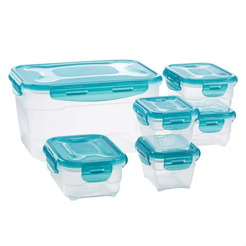 Amazon Basics Contenitori ermetici per alimenti con coperchio, in plastica senza BPA
