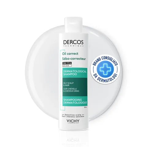 Vichy Dercos, Shampoo Sebo Regolatore Trattante, Per Capelli Grassi, Azione Purificante