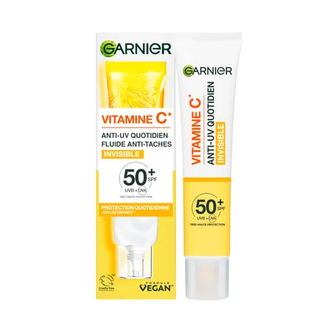 Garnier Fluido Anti-UV Anti-Macchie Invisibile, SPF 50+, Per Tutti i Tipi di Pelle