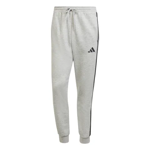 adidas Uomo Essential Three Stripes Fleece Pants, Medium Grey Heather/Black, XL