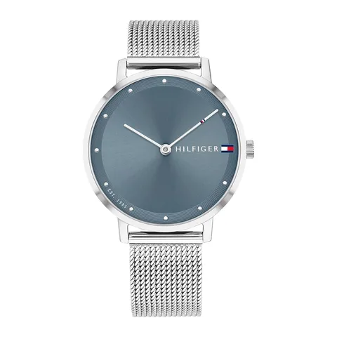 Tommy Hilfiger Orologio Con Movimento Al Quarzo A Due Lancette da Donna con Cinturino in Maglia Metallica in Acciaio Inossidabile Argentato - 1782149
