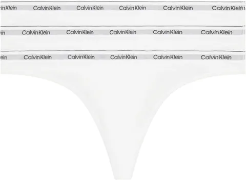Calvin Klein Perizomi Donna Confezione da 3 Modern Logo Tanga, Bianco