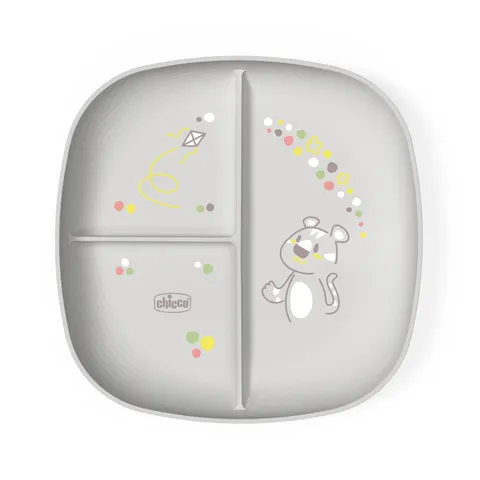 Chicco Piatto Pappa 3 Scomparti 12+ Mesi Grigio