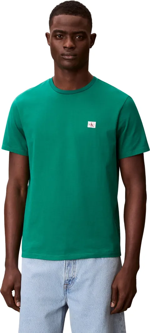 Calvin Klein Uomo T-Shirt Maniche Corte Badge Jersey Classic Tee in Cotone, Verde