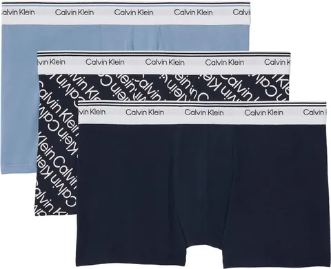 Calvin Klein Uomo Pantaloncini Boxer Confezione da 3 Balance con Fascia con Logo, Multicolore (Black/Wrapped Logo_Black/Regatta), M