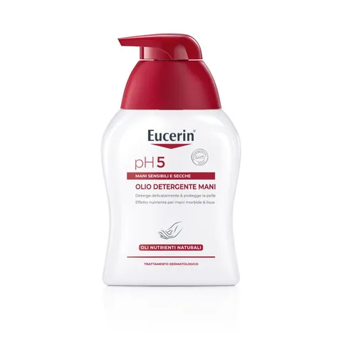 Eucerin pH5 Olio Detergente Mani 250 ml, Sapone liquido mani con Oli Nutrienti per
