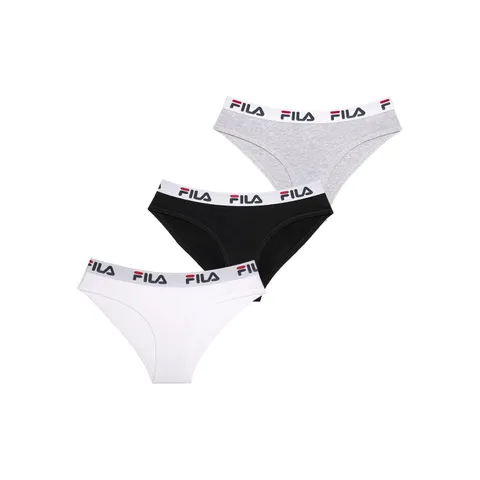 FILA Mutande Donna cotone, Intimo Donna, comoda e morbida, set di 3, Nero, Bianco