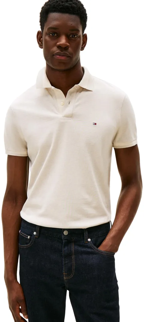 Tommy Hilfiger Uomo Maglietta Polo Maniche Corte Contrast Collar Block Regular Fit, Beige