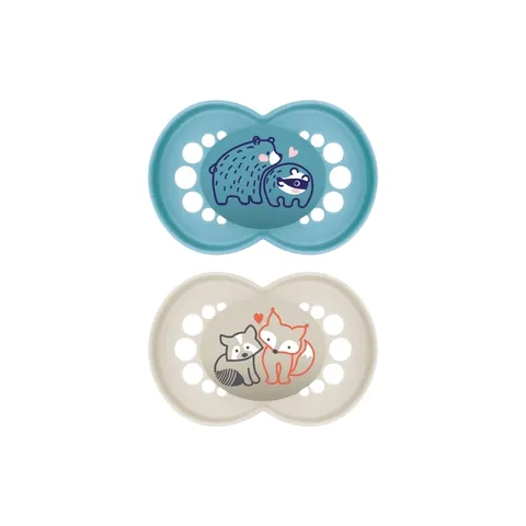 MAM Ciuccio a partire da 6 mesi, con tettarella simmetrica, piatta e flessibile in silicone skin soft silicone facile accettazione, con scatola autosterilizzante, originale, rosa opaco, confezione da