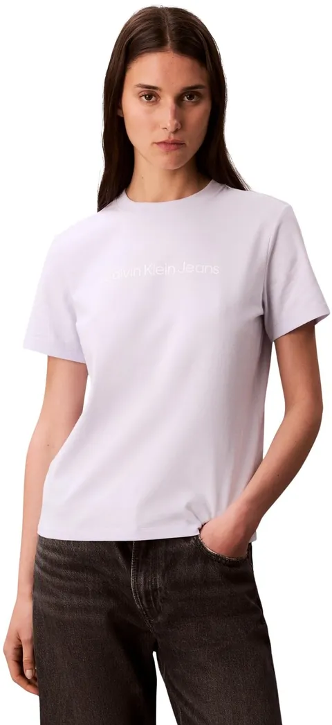 Calvin Klein Donna T-Shirt Maniche Corte Logo Classic Regular Fit, Viola (Lacey Lilac), L