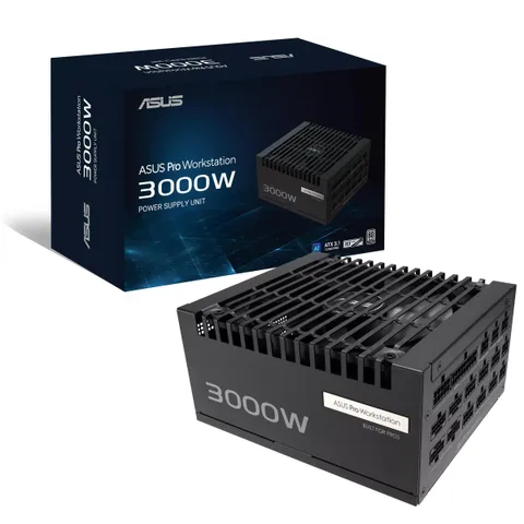 ASUS Pro WS 3000W Platinum, Alimentatore Modulare per PC, 3000W di Potenza, PCIe 5.1, Standard ATX 3.1, 80 PLUS Platinum, Ventola con Doppio Cuscinetto a Sfera, Nero, ASUS-PRO-WS-3000P