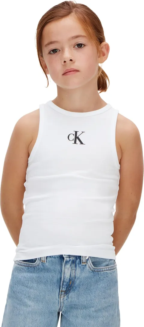 Calvin Klein Canotta da Bambina con Logo CK LVCKSJB10G, Bianco (Bianco 11-0601 TCX), 10