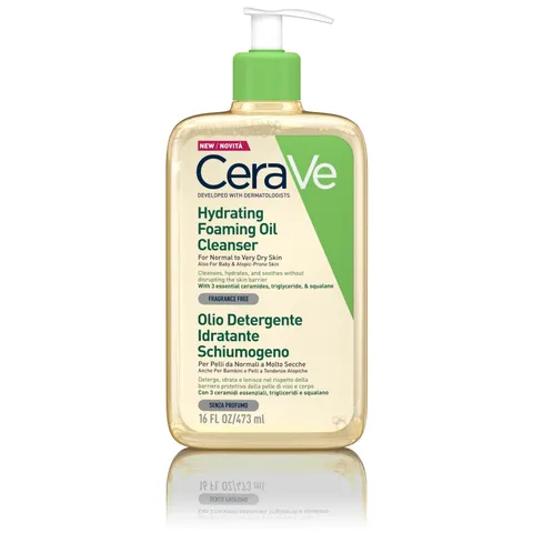 CeraVe Olio Detergente Schiumogeno, Per Pelli Secche e Molto Secche, Azione Idratante e
