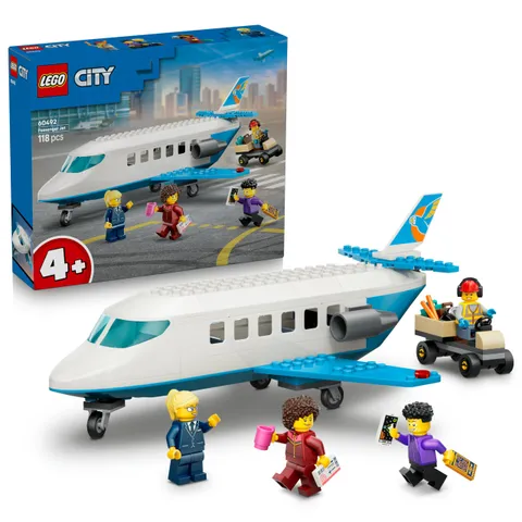 LEGO City Jet Passeggeri - Modellino di Aereo Giocattolo da Costruire con 4 Minifigure e