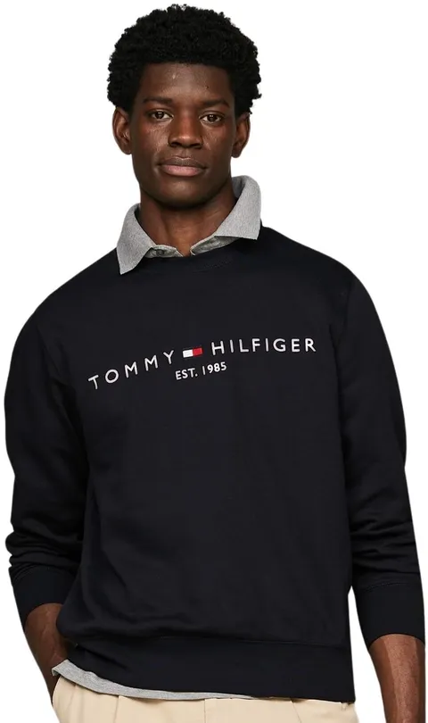Tommy Hilfiger Uomo Felpa Tommy Logo Senza Cappuccio, Blu (Desert Sky), XL
