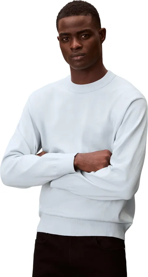 Calvin Klein Uomo Pullover Cotton Relaxed con Scollo Rotondo, Blu (Plein Air), XS