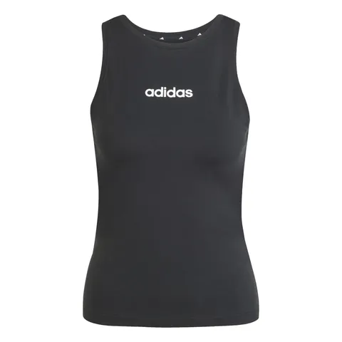adidas Donna Essentials Linear Slim Cotton Tank Shirt, Black/White, L