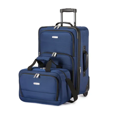 Amazon Basics Set di 2 Bagagli Impilabili, Valigia Espandibile (58 cm) e Borsa in Tessuto