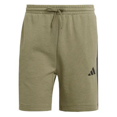 adidas Uomo Essential Three Stripes French Terry Short Shorts, Olive Strata/Black, S