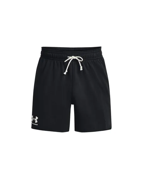 Under Armour Uomo Rival Terry 6" Short, Pantaloni Corti Allenamento, Palestra e Corsa Leggeri, Shorts Sportivi Versatili e Traspiranti con Tasche,Black/Onyx White,XL