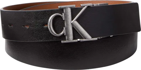 Calvin Klein Cinture da uomo CK Buckle Tumbled 35MM ADJ/REV LV04D7049G, Marrone (Nero/CK