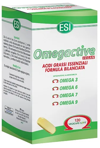 ESI, Omega V Vegan, Integratore Alimentare di Acidi Grassi Omega 3, 6, 7, 9 con Olio di