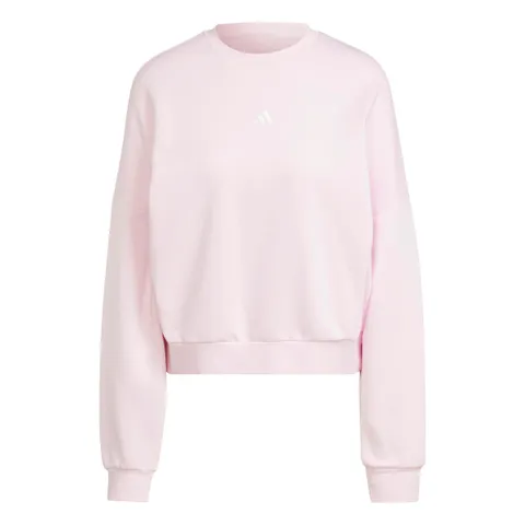 adidas Donna Essentials Small Logo Feel Cozy Relaxed Fit Sweatshirt, Clear Pink/White, XL