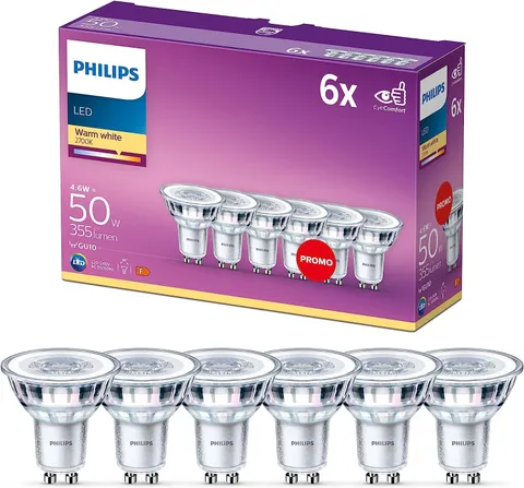 Philips LED Faretto GU10 Bianco Caldo 6 Pezzi