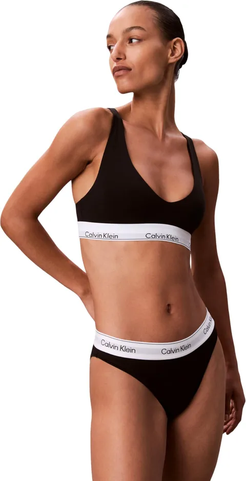 Calvin Klein Donna Slip High Leg con Fascia con Logo, Nero (Black), L