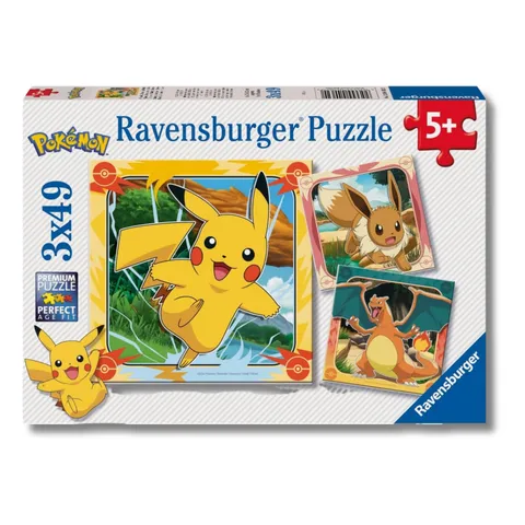 Ravensburger - Puzzle Bambini 5 Anni 3x49 Pezzi, Pokémon - Puzzle 5 Anni, Collezione