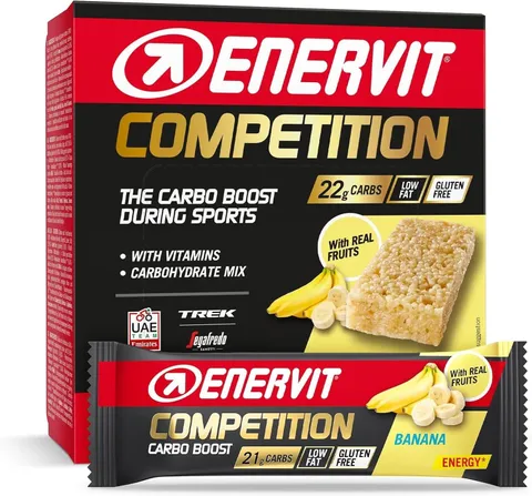 Enervit, Competition Bar Banana, Barrette Energetiche con Banana in Pezzi, Formula