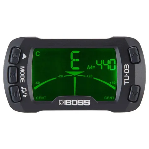 BOSS TU-03 Accordatore e Metronomo Clip-On; Si pinza alla paletta della chitarra, del