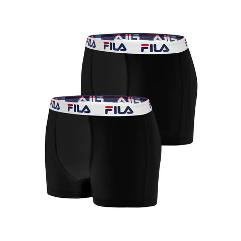 FILA Boxer Uomo Cotone, Mutande Uomo, elasticizzati, comodi (set di 2), Nero, Taglie XXL