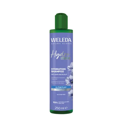 Weleda Hydra Shine, shampoo idratante biologico con acido ialuronico e profumo floreale