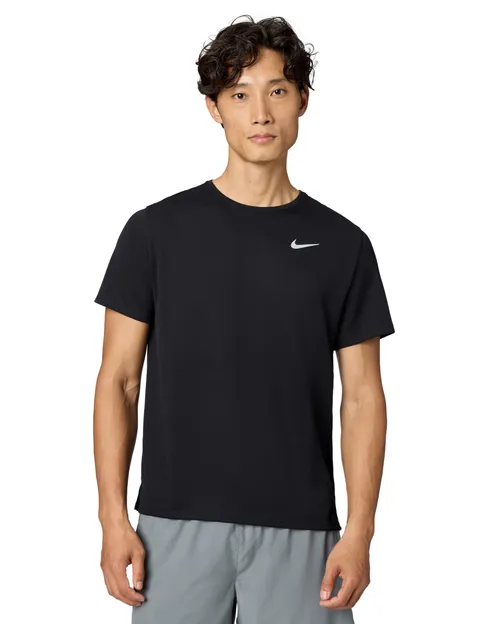 Nike Miler T-Shirt, Nero/Argento Lucido, XL Uomo