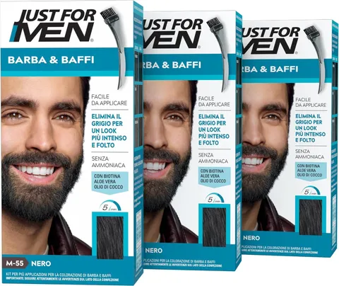 Just For Men Barba & Baffi, Tinta Per Barba Uomo, Tintura Senza Ammoniaca, Elimina I Peli