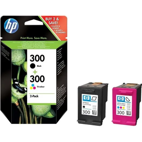 HP 300 Combo Pack CN637EE Confezione da 2 Cartucce Originali da 365 Pagine, Compatibile con Stampanti DeskJet D2560, D2660, F4280, F4224, F4283 e Photosmart Serie C, Nero e Tricomia