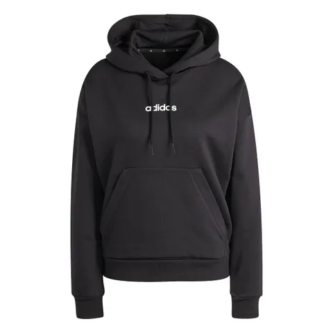 adidas Donna Essentials Linear Fleece Hoodie Sweatshirt, Black/White, M