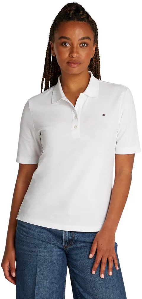 Tommy Hilfiger Maglietta Polo Maniche Corte Donna Regular Fit, Bianco (Optic White), XXXL