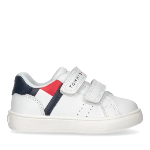 Tommy Hilfiger Scarpe Basse con Doppio Velcro per Bambini, Logan, Bianco, 30