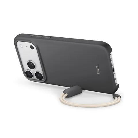 Beats Custodia Cavalletto per iPhone 17 Pro Max con MagSafe e Controllo fotocamera, cordino che funge da supporto integrato, finitura opaca, fodera in microfibra - Grigio granito