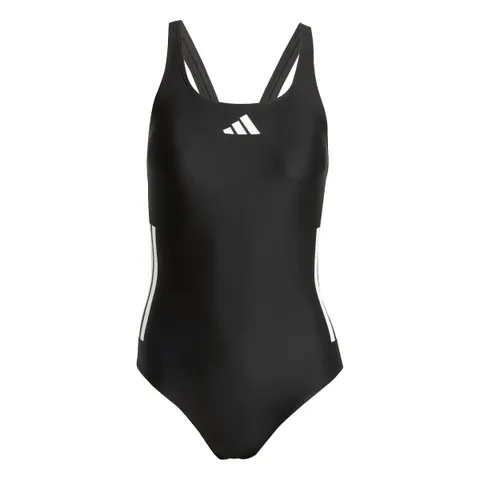 adidas Donna 3 Stripes C-Back Swimsuit Swimwear, Black/White/White, 42
