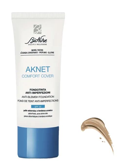 BioNike Aknet - Comfort Cover Fondotinta Non Comedogeno per Acne, Coprenza Medio-Alta