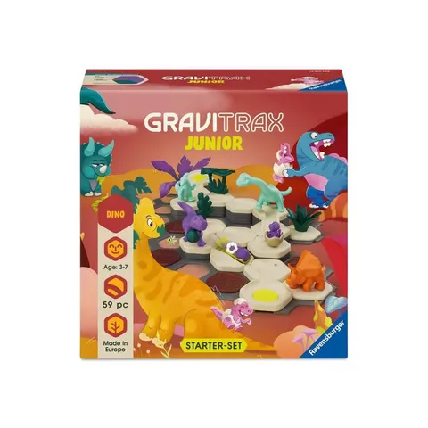 Ravensburger - GraviTrax Junior Dino Starter-Set, Pista biglie 59 pezzi, Rompicapo