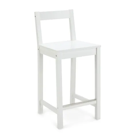 Amazon Basics Sgabello con schienale da bancone della cucina, in legno massello, colore