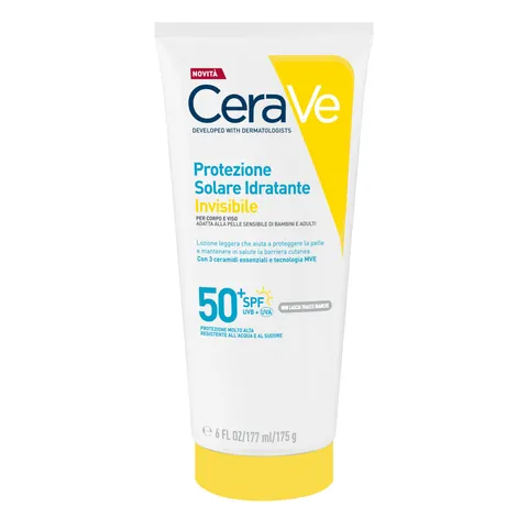 CeraVe Protezione Solare Idratante Invisibile SPF50+, Per Tutte le Tipologie di Pelle