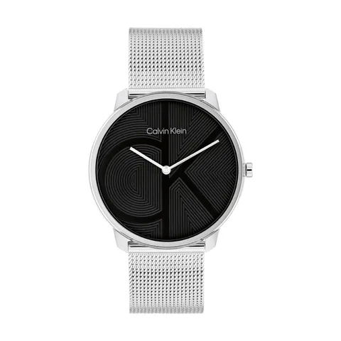 Calvin Klein Orologio Con Movimento Al Quarzo A Due Lancette da Uomo Collezione CK ICONIC con Cinturino in Maglia Metallica in Acciaio Inossidabile Argentato - 25300012